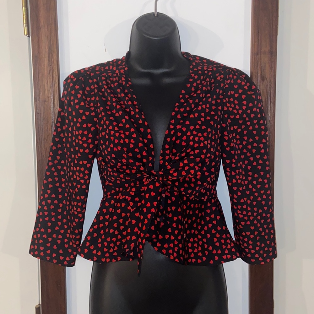 Nic & Jo Heart Print Peplum Top Small